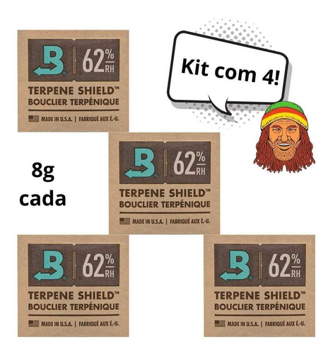 Boveda 62% - 8g Kit C/ 4un Controlador De Umidade Ervas Fumo