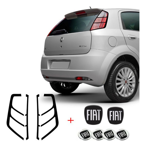 Kit Jogo De Emblemas Fiat Punto + Aplique Da Lanterna