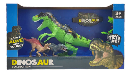 Set Muñecos Dinosaurios Con Luz + Sonido + Accesorios Niños