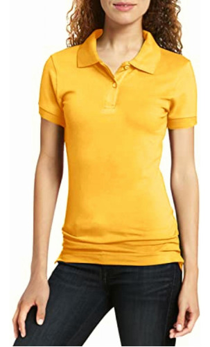 Lee Uniforms Polo De Piqué Elástico Para Jóvenes, Oro, L