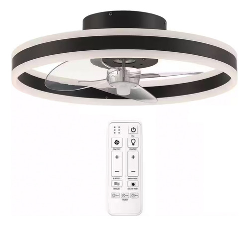Ventilador Ventilador De Techo Lutema Lt-45071-010 Turbo Con 3 Palas De Acrilonitrilo Butadieno Estireno Abs Color Transparente Estructura Color Negro, 20 De Diámetro 60 127v