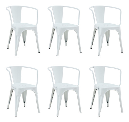 Silla De Comedor Con Apoyabrazo Tolix X6 Reforzada De Hierro Zhome Estructura De La Silla Blanco Asiento Blanco Diseño De La Tela Metal