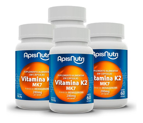 Kit 4 - Suplemento De Vitamina K2 - 60 Capsulas - Dna Verde