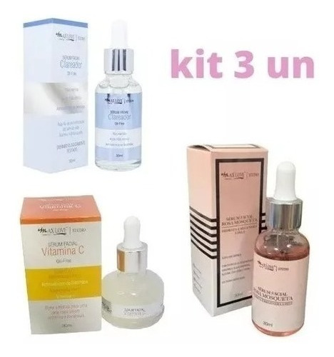 Serum Clareador + Serum Vit C + Serum Hidratante Hialuronico