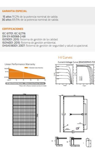 Imagen 9 de 12 de Panel Solar Monocristalino 500w Bsm500pm5-72sb. Bluesun