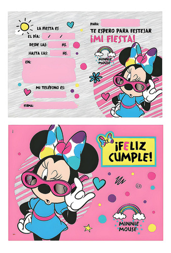 Invitacion Minnie X10u - Cotillón Waf