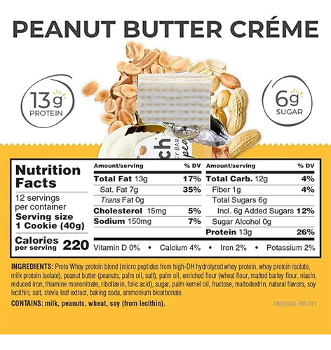 Power Crunch Peanu Butter Creme Barra 12 Piezas