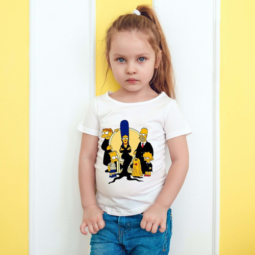 Imagen 5 de 6 de Remera Simpson Locos Addams Hombre Mujer Niños Modal Premium