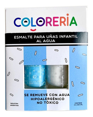Imagen 1 de 5 de Set Esmalte X 2 Infantil Para Uñas Colores Al Agua Coloreria