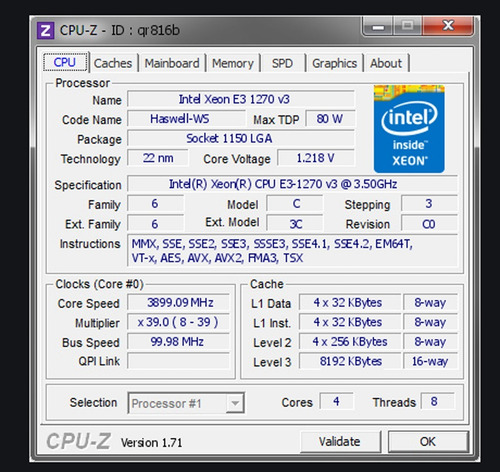 Imagem 5 de 7 de Intel Xeon E3 1270 V3 Usado, Sem Cooler, 4/8 Similar I7 4770