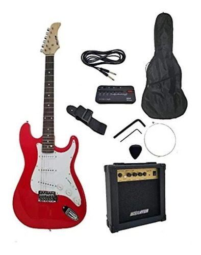 Guitarra Eléctrica Bellator En Paquet Super Promo Color Rojo Material Del Diapasón Maple Orientación De La Mano Diestro