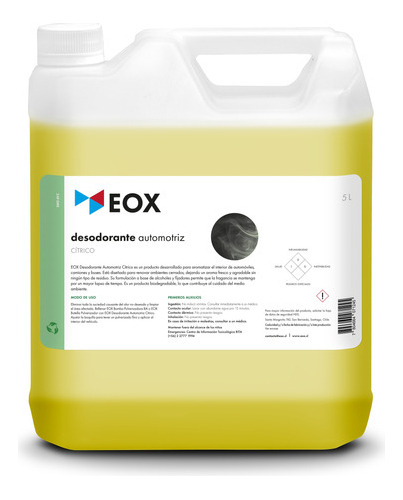 Desodorante Ambiental Automotriz Cítrico Eox 5 Litros