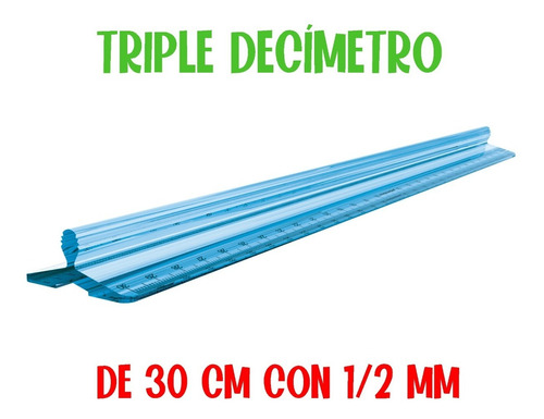 Tripledecímetro Profesional Plantec 30 Cm Con 1/2 Mm