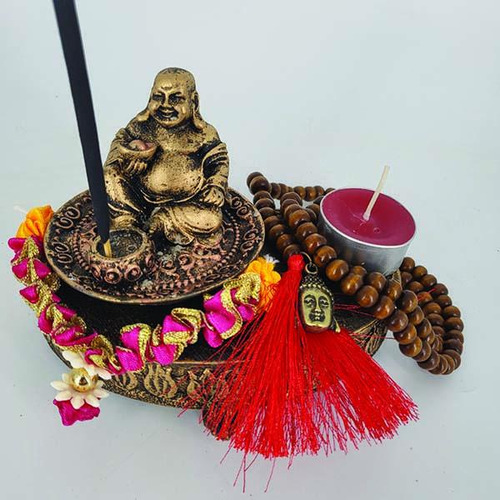 Mini Altar Buda Chinês 6 Itens Com Saquinho De Algodão