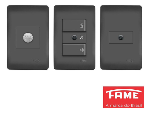 13un Modulo Tomada Interruptor Placa Habitat Black Fame K45