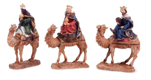 Reyes Magos En Camellos  De 16 Cm  Para Pesebre