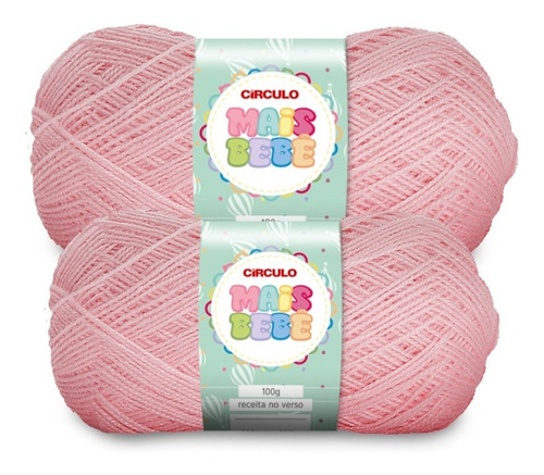 Kit 2 Lã Mais Bebê Círculo 100g - Cor 3227 Rosa Antigo