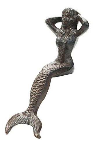 Estatua De Sirena De Hierro Fundido - 26cm - Decoración