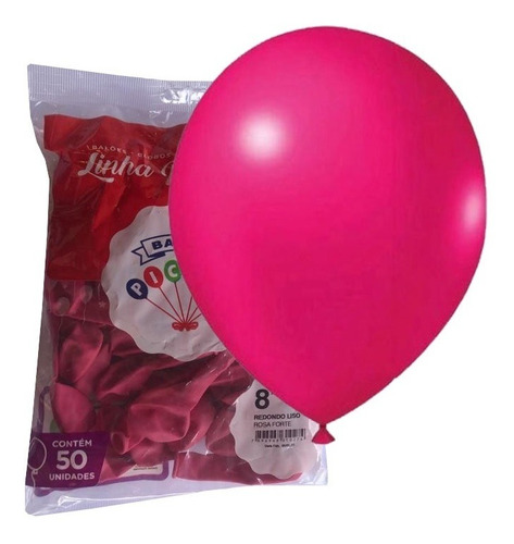500 Bexiga Balão Liso Grande N° 8 Rosa Forte (10pct)
