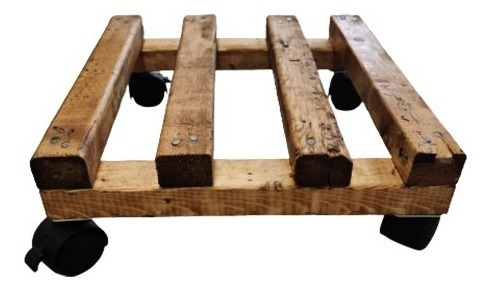 Imagen 4 de 7 de Base Soporte De Maceta De Madera Con Ruedas 25x25cm