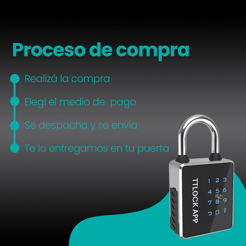 Cerradura Digital Teclado De Acceso Código Huella App Ttlock Negro