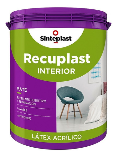 Látex Interior Recuplast Lavable 4lt. Sinteplast