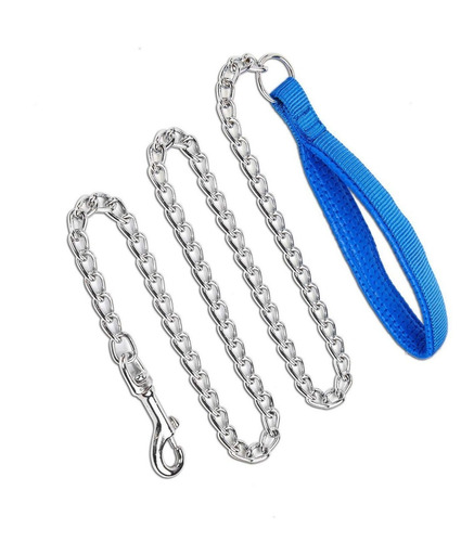 Correa Perros Cadena 120cm, 4.0mm Gancho Blindado Mango Soft