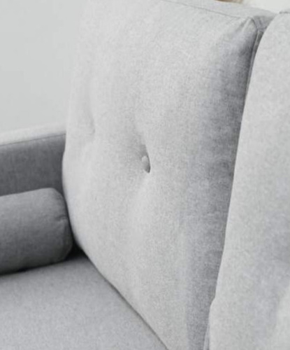 Imagen 4 de 10 de Sillon Brett Sofa 3 Cuerpos Lino Y Madera Nórdico
