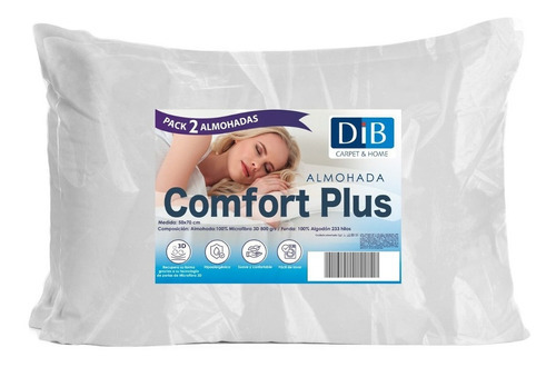 Pack 2 Almohadas Dib Comfort Plus 50x70 Color Blanco