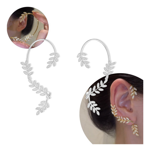 Aretes Mujer Trepadores Con Hojas Escaladores Oreja Completa