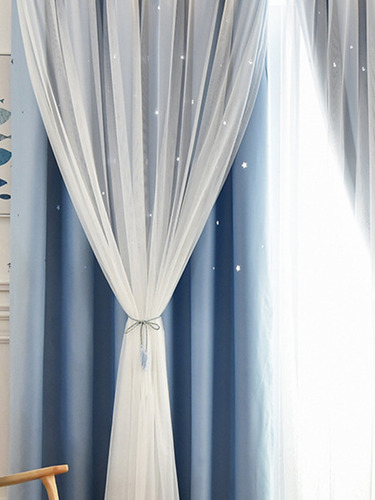 Cortinas Opacas Semiopacas Con Forma De Estrella, 150 Cm De