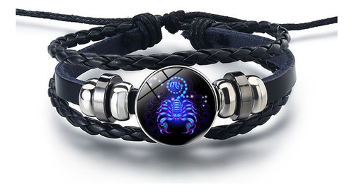 Pulsera De Cuero Artesanal 12 Signos Del Zodíaco Escorpio