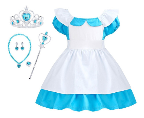 Vestido De Alicia + Accesorios Cosplay Halloween