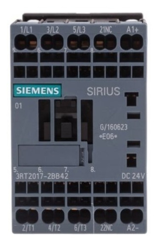 Imagen 1 de 1 de 3rt2017-2bb42 Siemens Contactor S00 5.5kw 400v 1nc Bob 24vdc