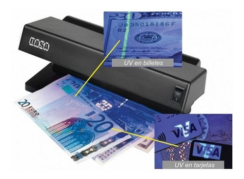 Imagen 5 de 6 de Detector De Billetes Falsos Dasa Db-6w Luz Ultravioleta