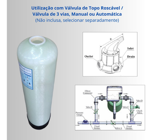 Filtro Central Água Potável Entrada Residencial Prfv 1500l/h