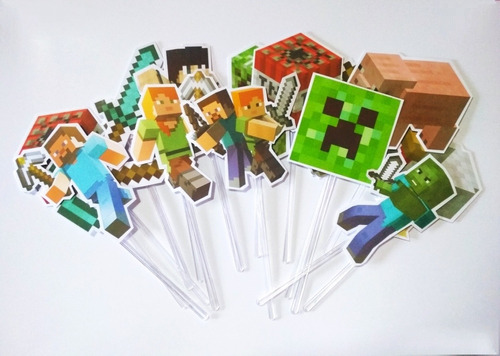 Pack 15 Toppers Para Cupcakes / Muffins. Minecraft