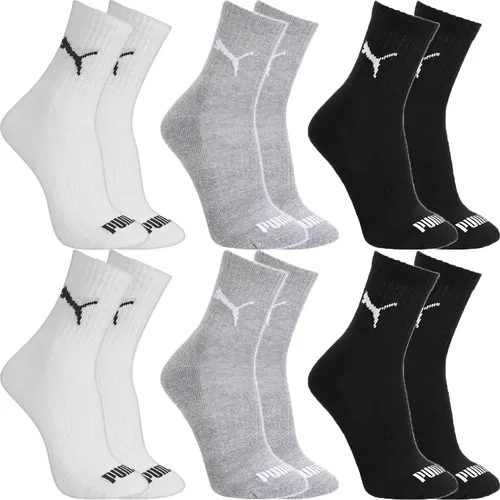 Moda Kit 6 Pares Meias Puma Cano Médio Alto Atoalhada Original