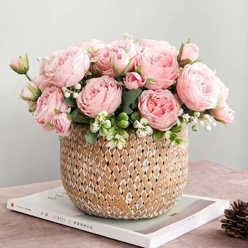 2 Ramo De Peonías Artificiales Flores Para Hogar O Bodas