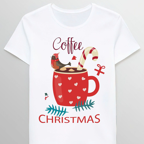 Remera Merry Christmas Coffee Cup Candy Cane 43208178