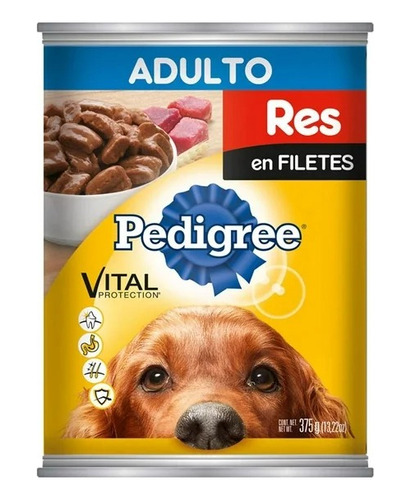 Alimento Para Perro En Lata Pedigree Adulto Res 375g Filetes