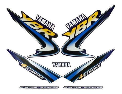 Kit Adesivo Jogo Faixas Yamaha Ybr 125 2002 Azul