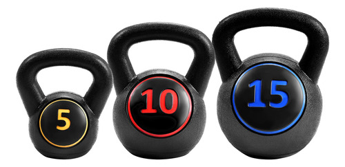 Gymax Kettlebells Juego Pesa Vinilo 3 Pieza 5 10 15 Lb Para