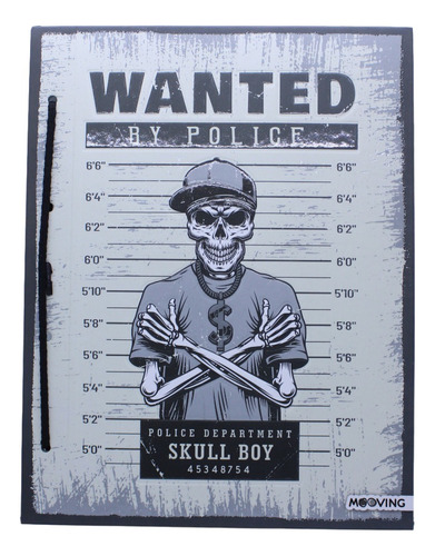 Carpeta A4 Dos Tapas Rebel Skull Esqueleto Calavera Wanted