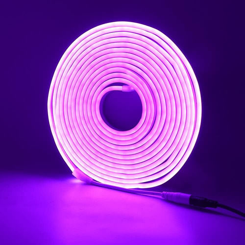 Kit Tira Led Manguera Neon Luz Violeta 5 Metros 2835 Mas Adaptador Y Fuente !2v Ip65 Exterior Interior Resiste Al Agua Luminoso Flexible Ecofriendly Ahorra Energia