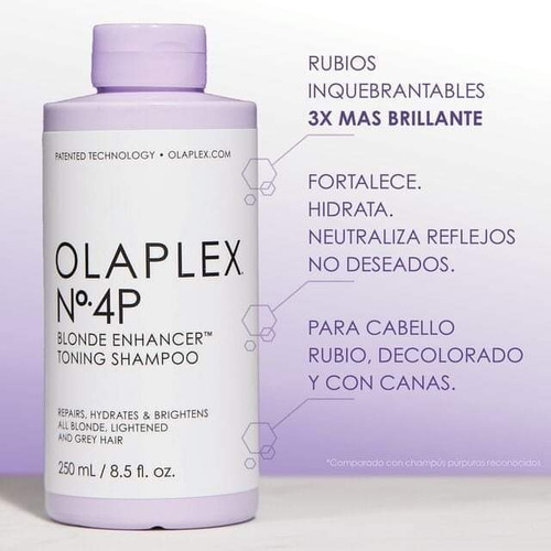 Imagen 3 de 5 de Olaplex Shampoo Matizador Violeta 250 Ml Hidrata Protege