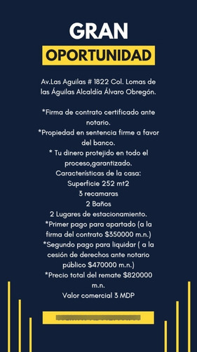 Imagen 8 de 14 de Gran Oportunidad En Remate Bancario En Desierto De Los Leones #ec