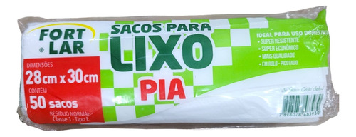 Saco Para Lixo Pia Branco Em Rolo  28x30 C/ 250 Unidades