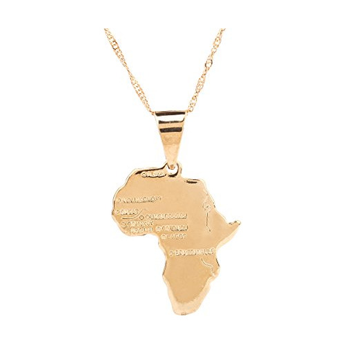 Joyería 24k Chapado En Oro De África Mapa Collar Colgante Pa