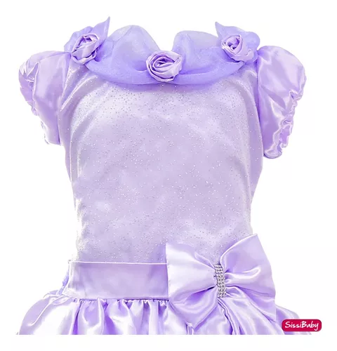 Vestido Princesa Infantil Roxo Lilás Roupa Realeza Midi Luxo serve para  Festa de Aniversário temático da Rapunzel e Sofia e Fantasia de Criança  para Carnaval